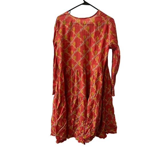 Fragnard Parfumeur Orange Red‎ Yellow Button Dress Womens One Size Anthropologie - Picture 2 of 6